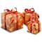 Holiday Gold & Red Sisal Gift Box Set Clear Lights